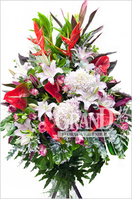 格蘭花店 - 開張花籃 (蟹鉗、繡球花、玫瑰、紅掌、百合及其他襯花) [GO16-13]