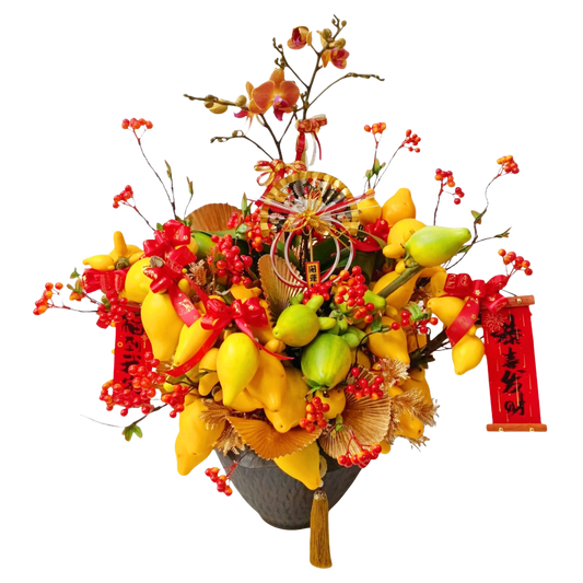 格蘭花店 - 歡樂滿屋五代果及小品蝴蝶蘭2棵 [NH26001] 蘭花 辦公室枱花 大堂枱花 開張 新春蘭花 年花 自家蘭花園種植