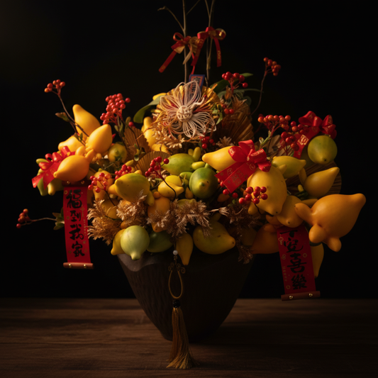 格蘭花店 - 金銀滿屋五代果及小品蝴蝶蘭2棵 [NH26002] 蘭花 辦公室枱花 大堂枱花 開張 新春蘭花 年花 自家蘭花園種植