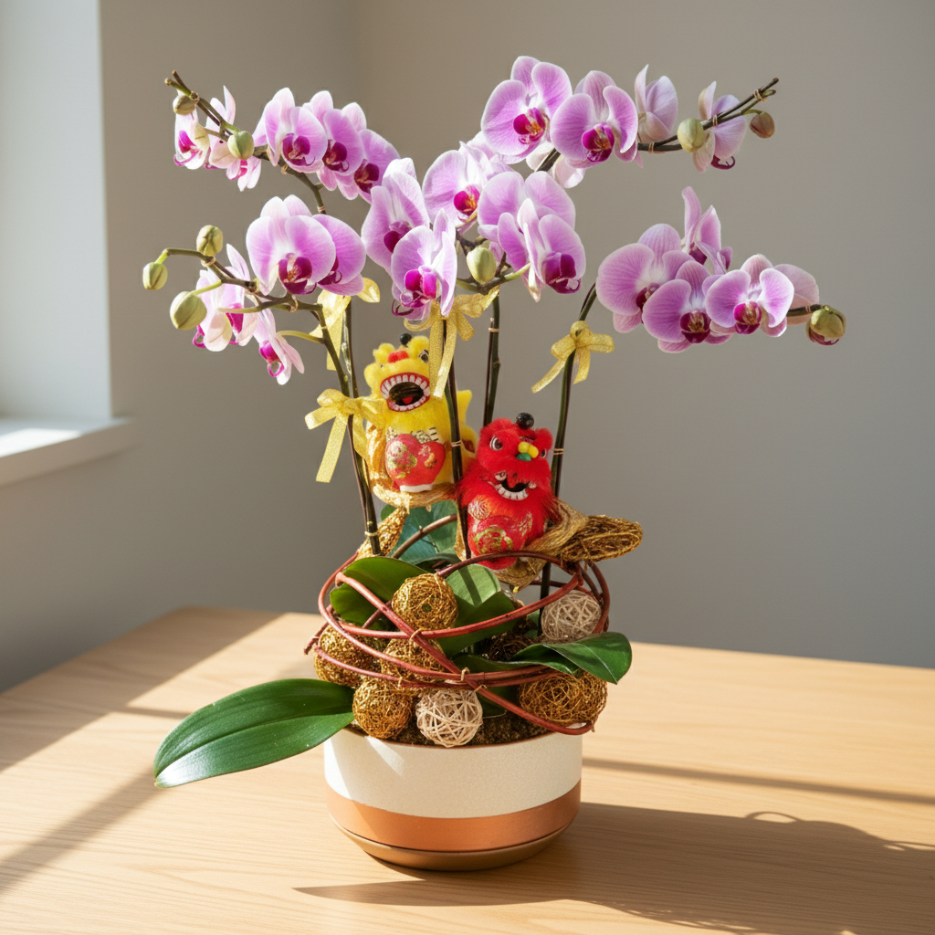 格蘭花店 - 富貴吉祥日本姑娘蝴蝶蘭6棵 [NY20OR-04] 蘭花 辦公室枱花 大堂枱花 開張 新春蘭花 年花 自家蘭花園種植