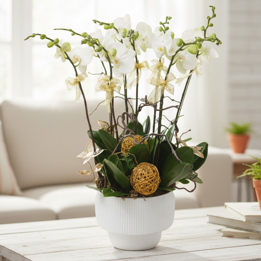 格蘭花店 - 世界小姐大花蝴蝶蘭8菖 [PO007] 蘭花 辦公室枱花 大堂枱花 開張 新春蘭花 年花 自家蘭花園種植