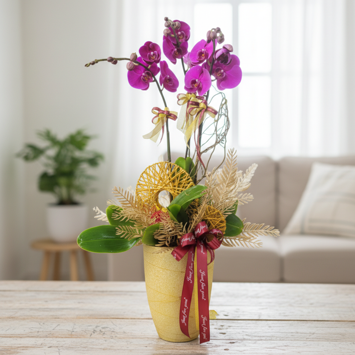 格蘭花店 - 大辣椒大花蝴蝶蘭3菖 [PO011] 蘭花 辦公室枱花 大堂枱花 開張 新春蘭花 年花 自家蘭花園種植