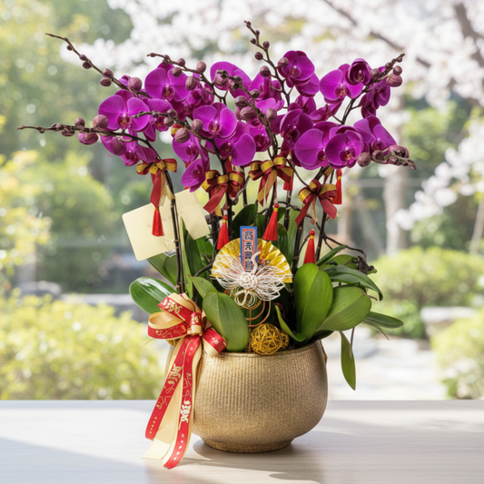 格蘭花店 - 中國紅大花蝴蝶蘭8菖 [PO012] 蘭花 辦公室枱花 大堂枱花 開張 新春蘭花 年花 自家蘭花園種植