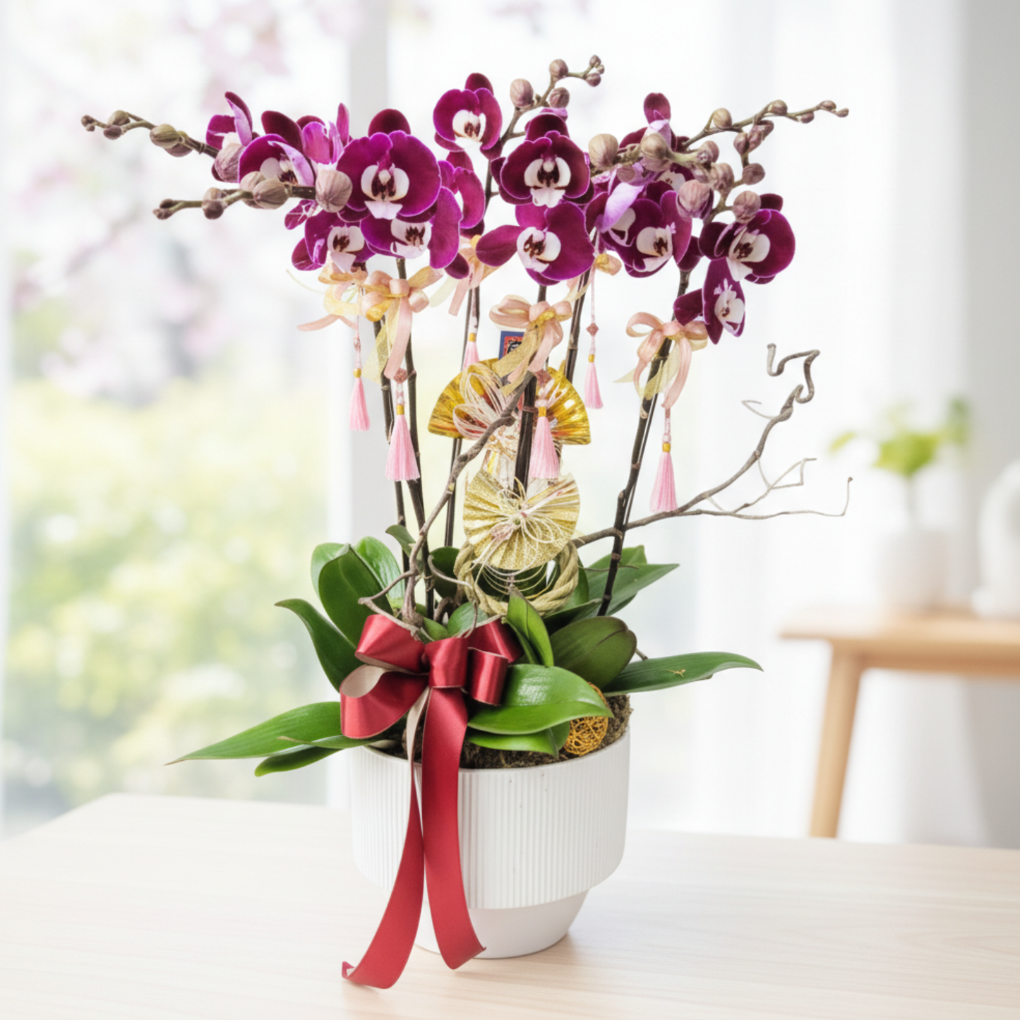 格蘭花店 - 米歇爾大花蝴蝶蘭8菖 [PO014] 蘭花 辦公室枱花 大堂枱花 開張 新春蘭花 年花 自家蘭花園種植