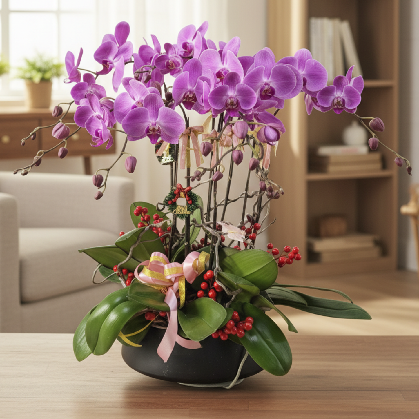 格蘭花店 - 大粉花蝴蝶蘭10菖 [PO024] 蘭花 辦公室枱花 大堂枱花 開張 新春蘭花 年花 自家蘭花園種植