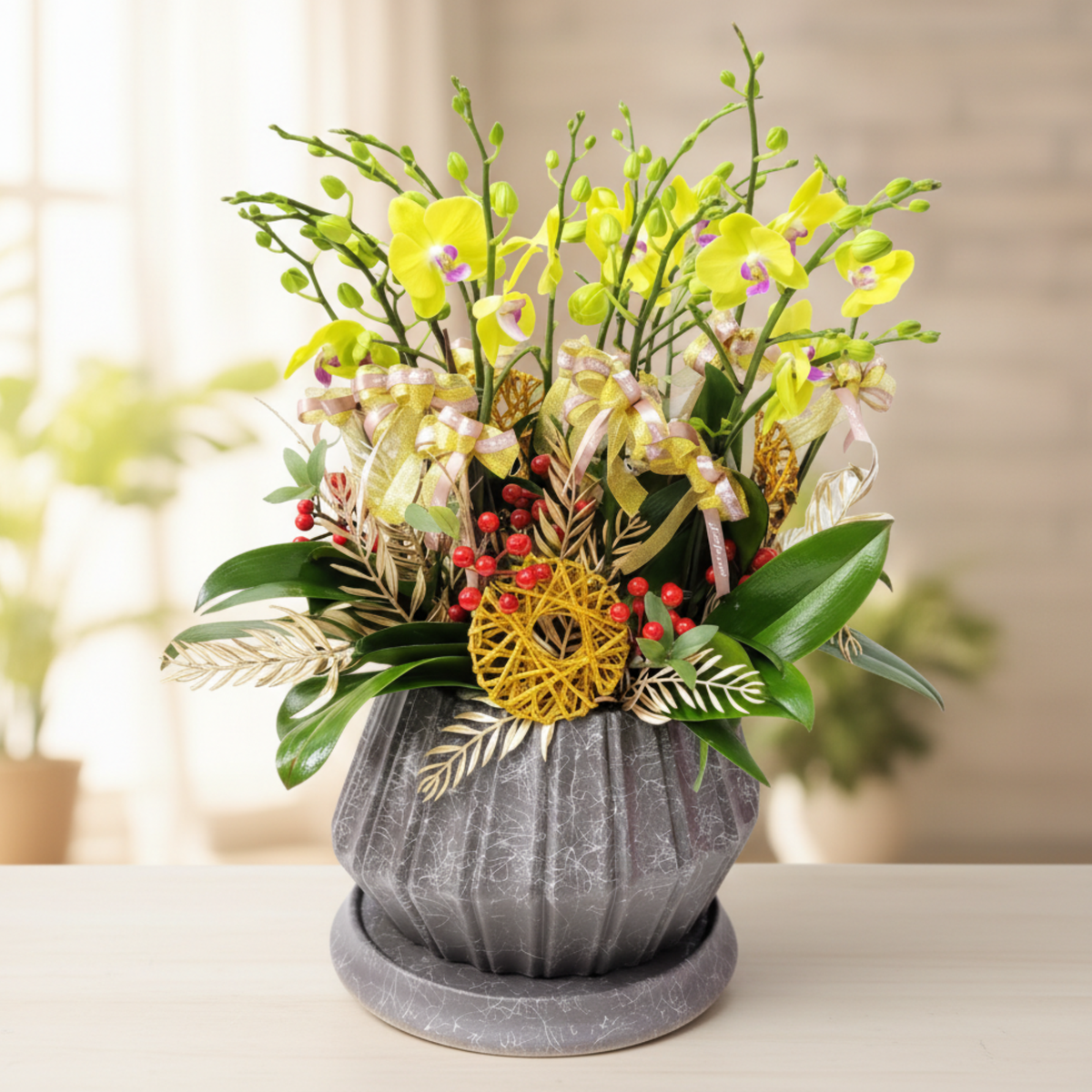 格蘭花店 - 甜格格中花蝴蝶蘭10菖 [PO029] 蘭花 辦公室枱花 大堂枱花 開張 新春蘭花 年花 自家蘭花園種植