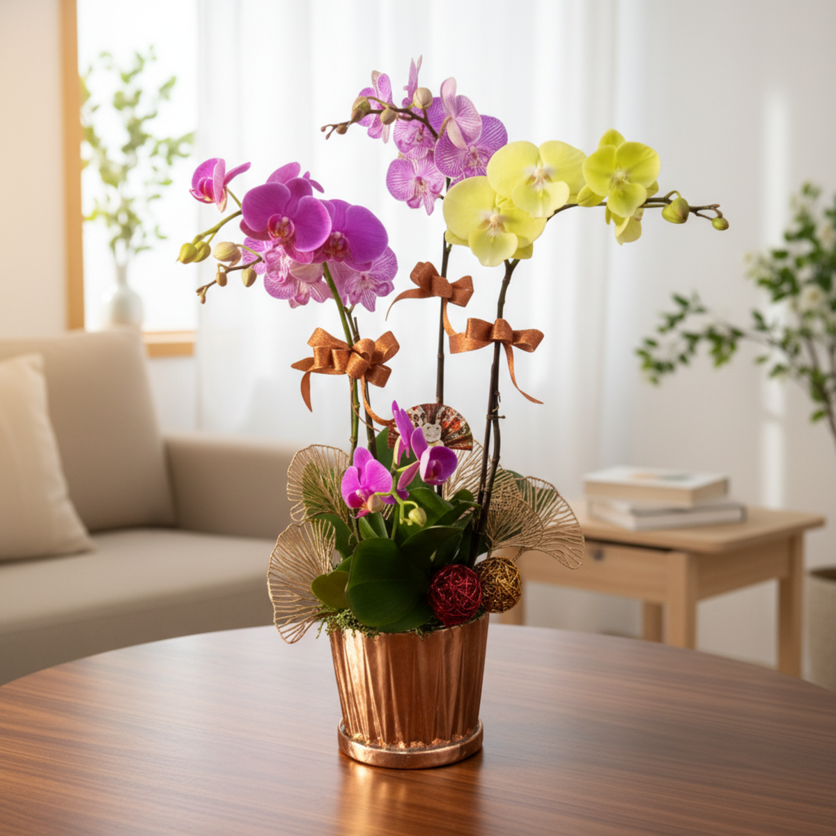 格蘭花店 - 什錦中花蝴蝶蘭5菖 [PO035] 蘭花 辦公室枱花 大堂枱花 開張 新春蘭花 年花 自家蘭花園種植