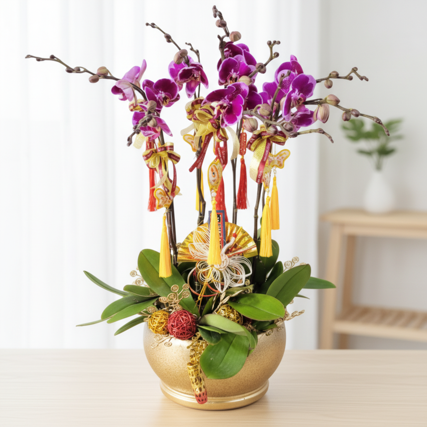格蘭花店 - 大財主大花蝴蝶蘭8菖 [PO037] 蘭花 辦公室枱花 大堂枱花 開張 新春蘭花 年花 自家蘭花園種植