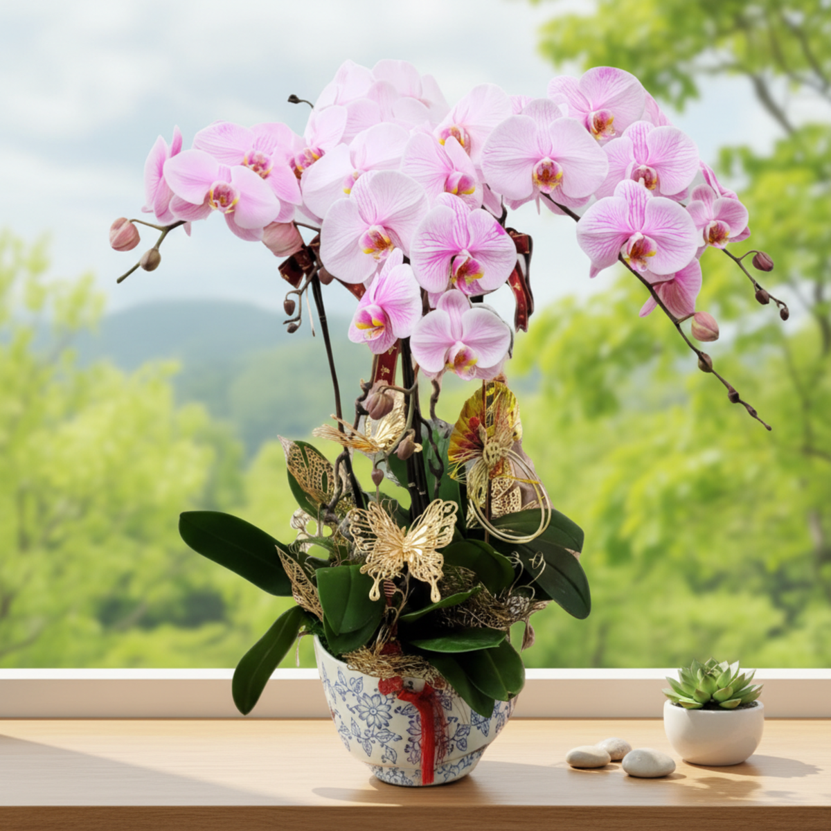 格蘭花店 - 馬卡龍大花蝴蝶蘭5菖 [PO039] 蘭花 辦公室枱花 大堂枱花 開張 新春蘭花 年花 自家蘭花園種植