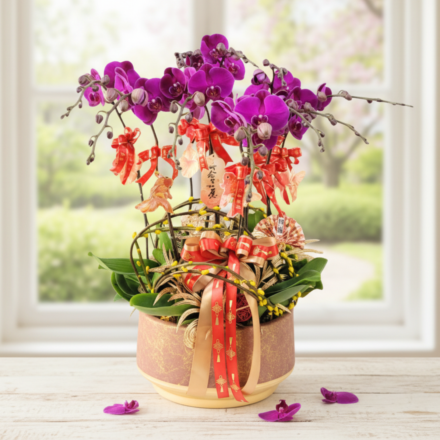 格蘭花店 - 大辣椒大花蝴蝶蘭10菖 [PO046] 蘭花 辦公室枱花 大堂枱花 開張 新春蘭花 年花 自家蘭花園種植