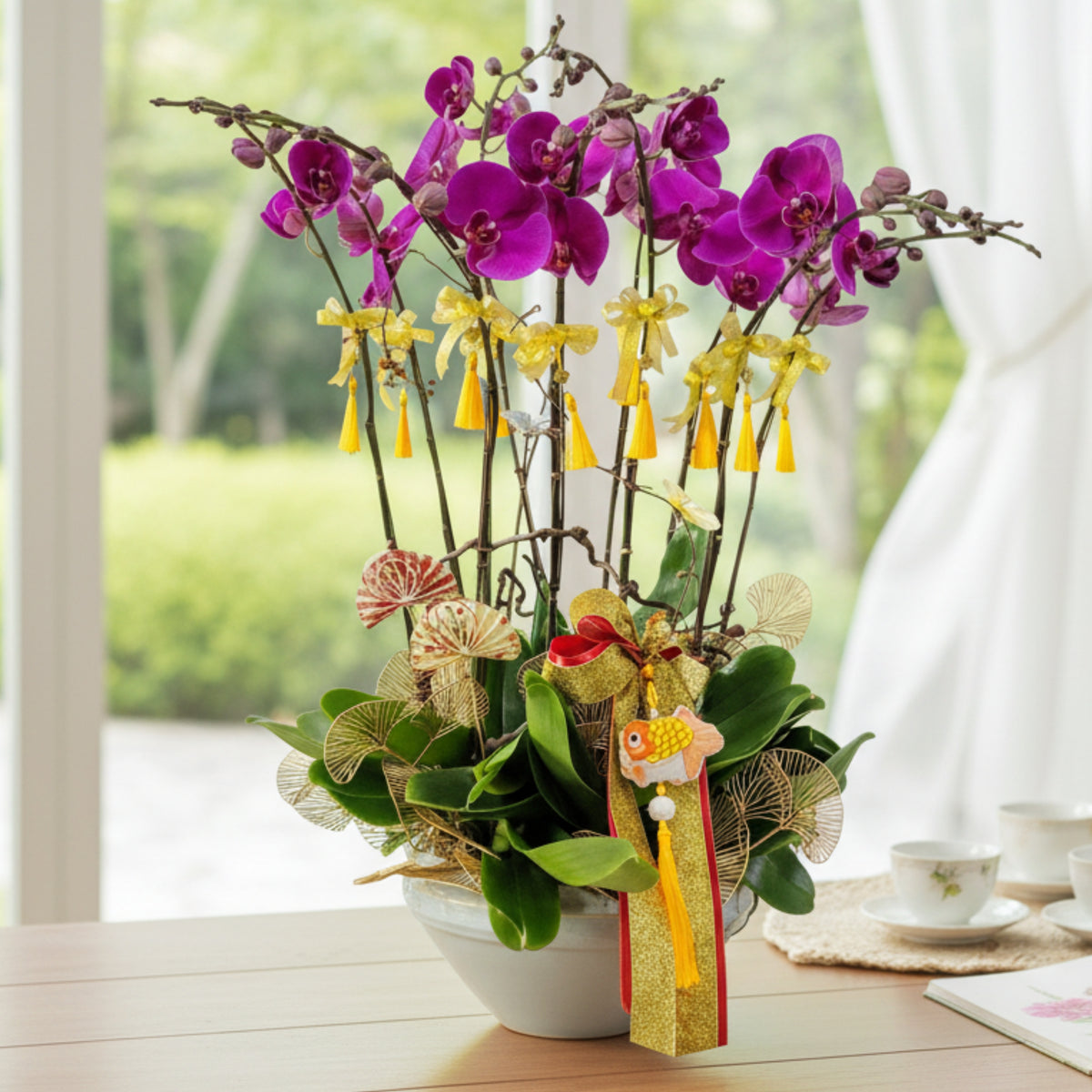 格蘭花店 - 大辣椒大花蝴蝶蘭10菖 [PO048] 蘭花 辦公室枱花 大堂枱花 開張 新春蘭花 年花 自家蘭花園種植