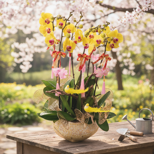 格蘭花店 - 大黃峰中花蝴蝶蘭6棵 [PON25015] 蘭花 辦公室枱花 大堂枱花 開張 新春蘭花 年花 自家蘭花園種植